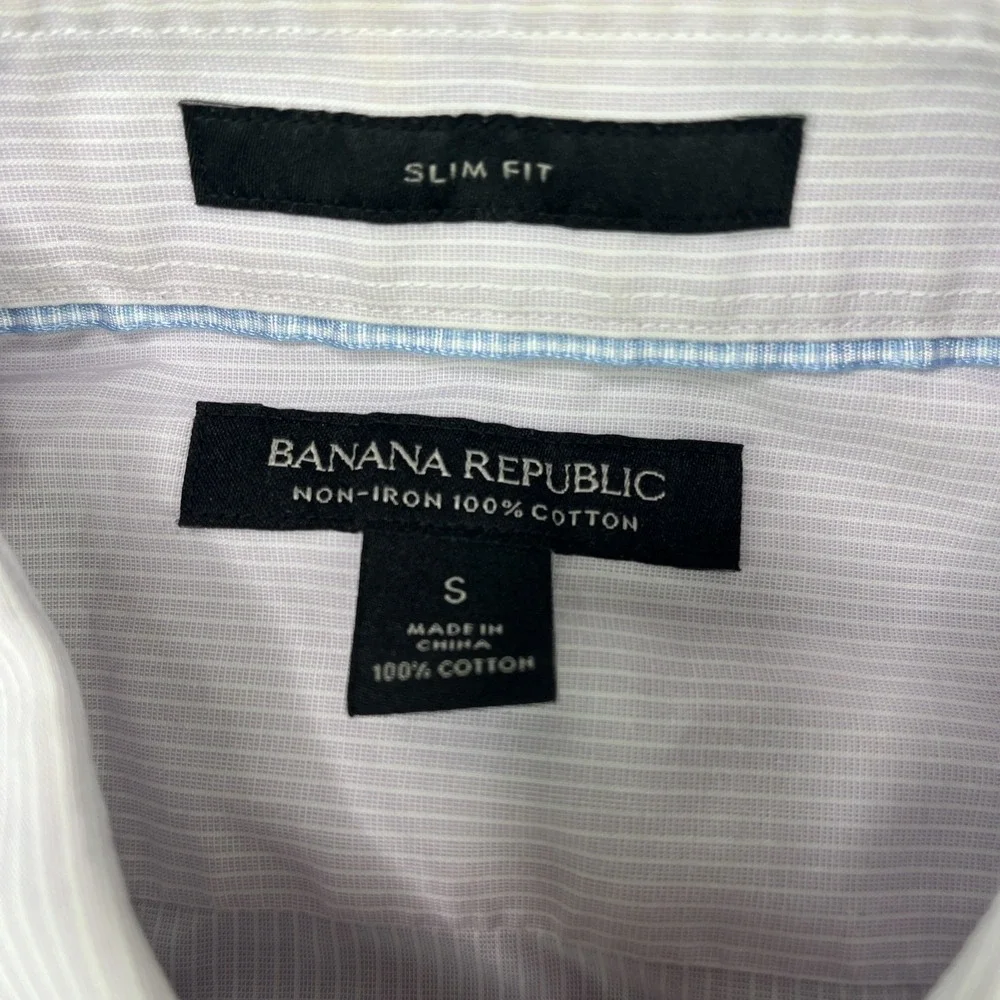 Banana Republic Men's Small Slim Fit No Iron 100% Cotton Business Casual Shirt